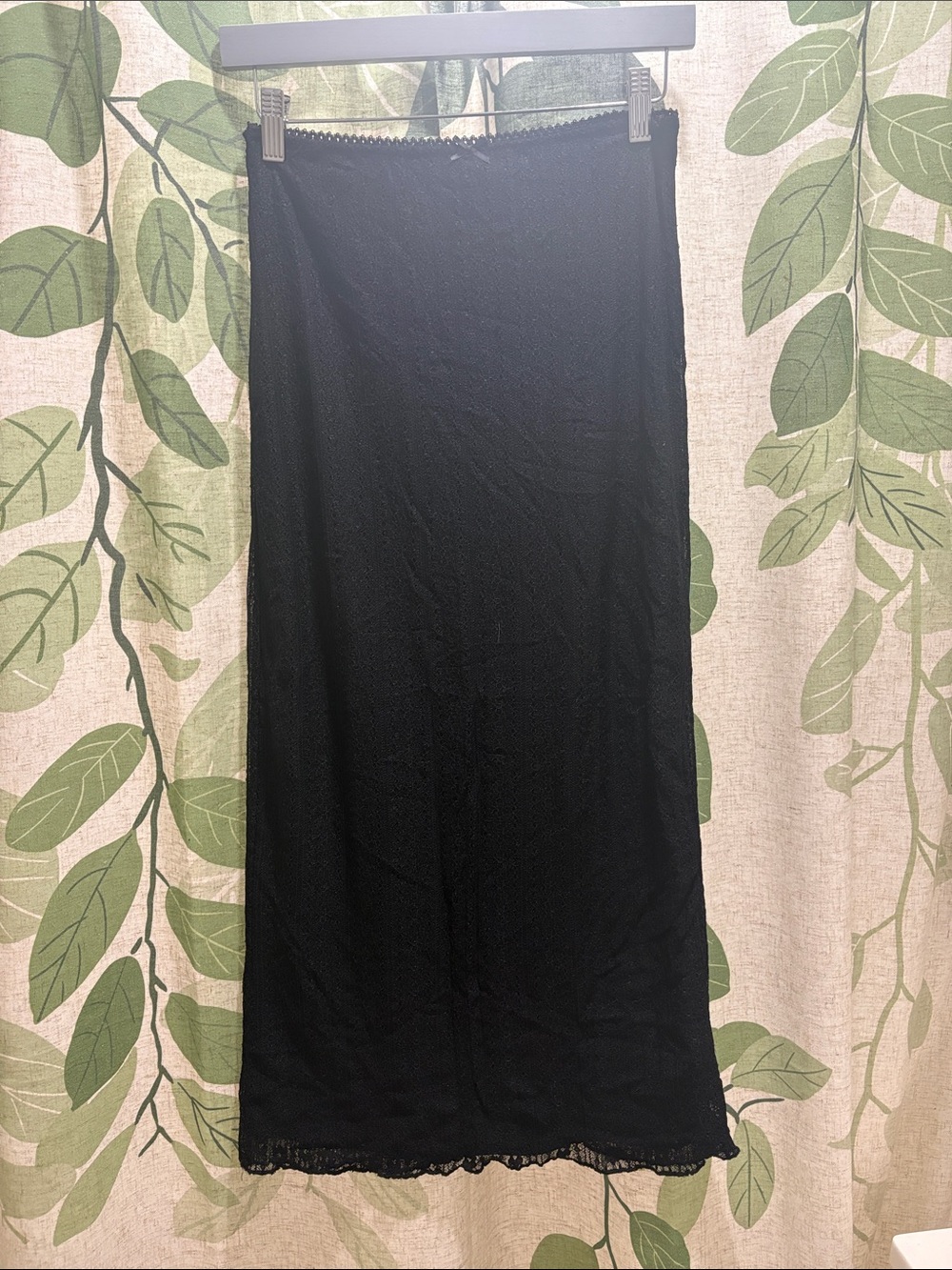 Urban Outfitters Black Maxi Skirt with Lace Trim
